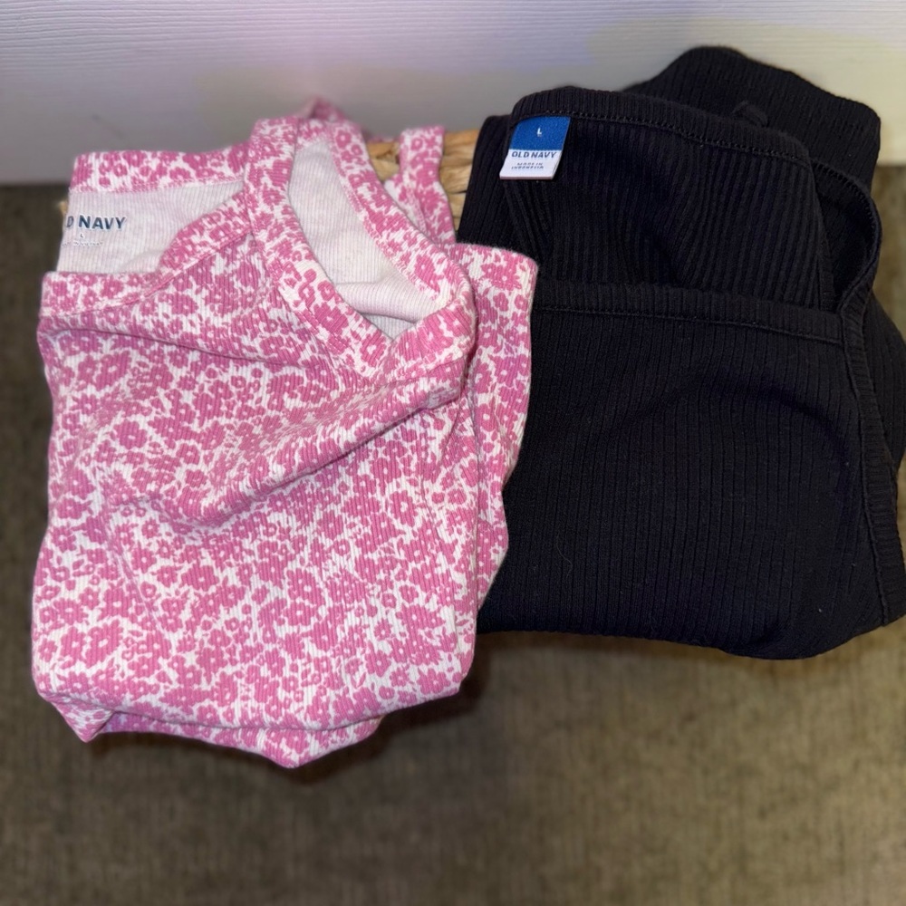 Old Navy Pink and Black Tank Set Large